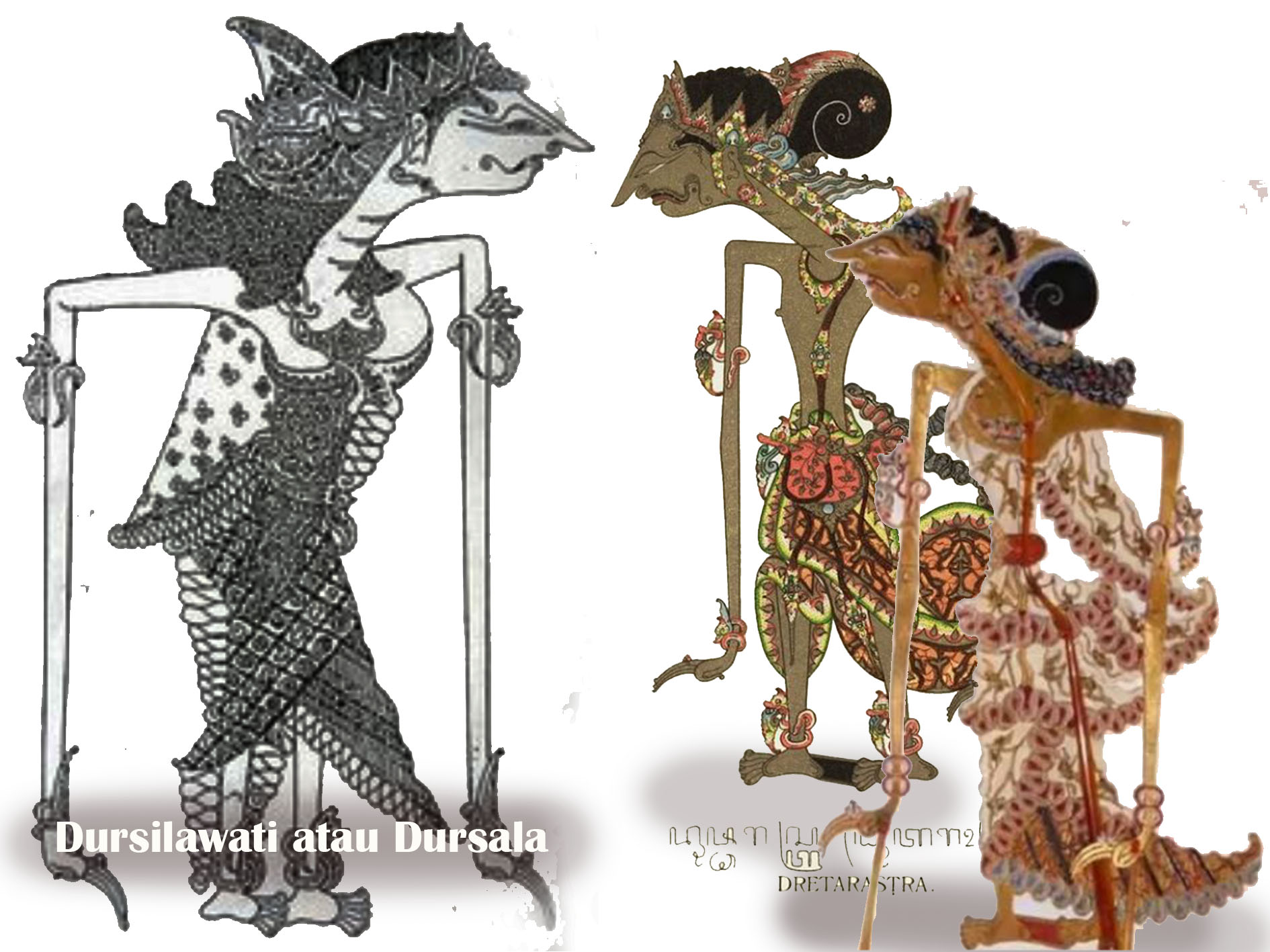 Dari Kiri: Dursilawati atau Dursala anak dari pasangan Dretarastra (tengah) dan Gandari.