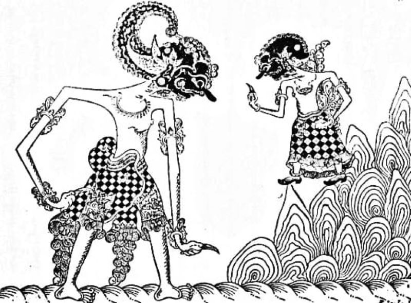 Ilustrasi Bima bertemu Dewa Ruci.