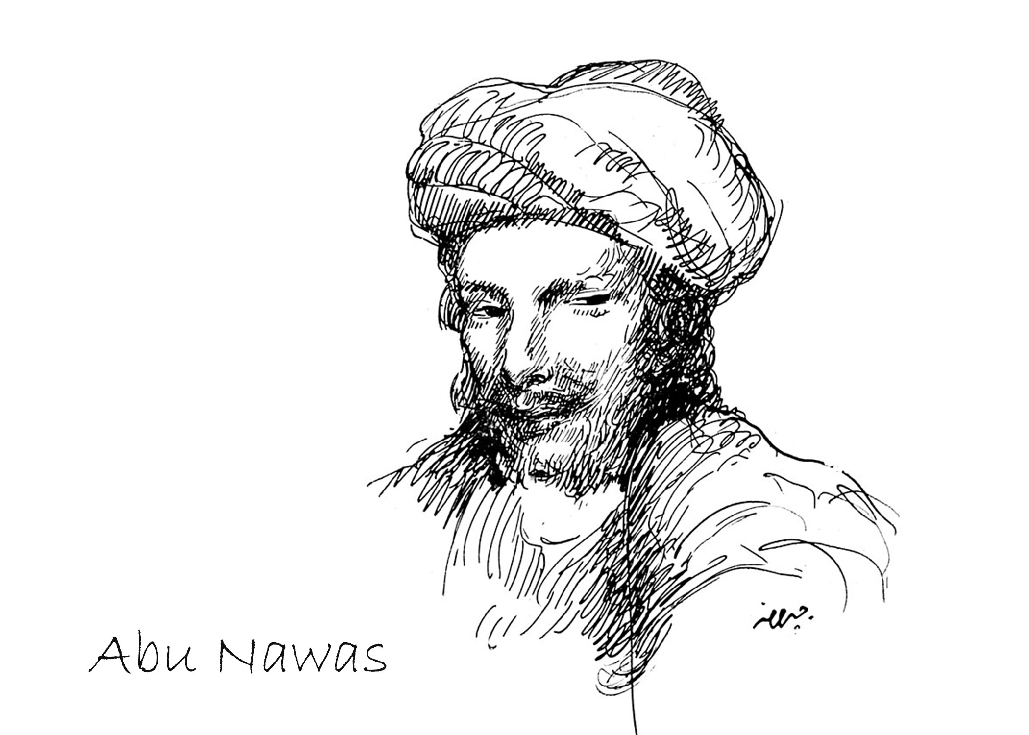 Sketsa sosok Abu Nawas.