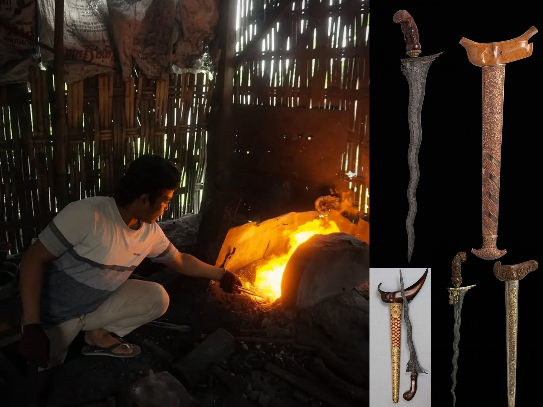 Proses pembakaran bahan keris.