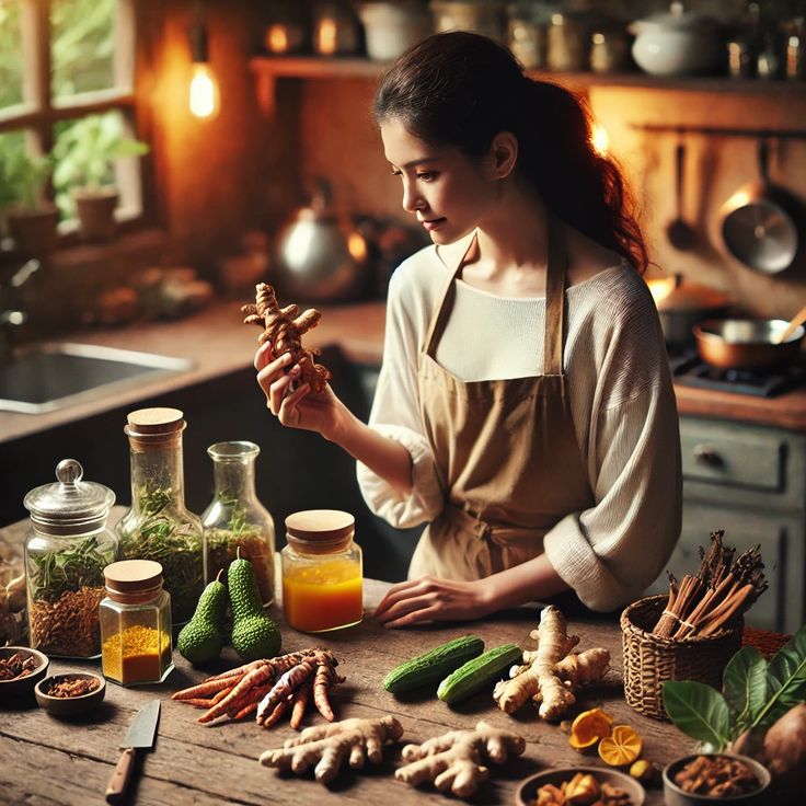 Ilustrasi meracik jamu.