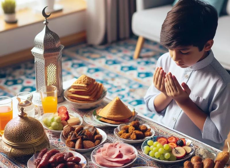 Ilustrasi berdoa di awal Ramadan.
