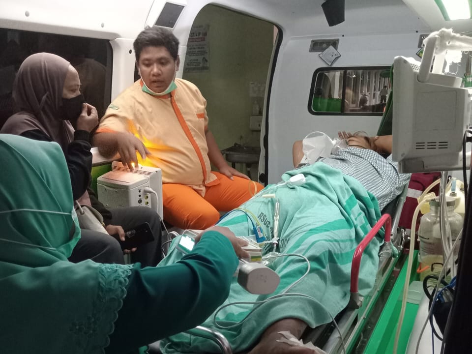 Ladis, 48, pengemudi truk yang terlibat kecelakaan maut di turunan Kalijambe saat dirujuk ke RSUP Dr Sardjito Jogjakarta.