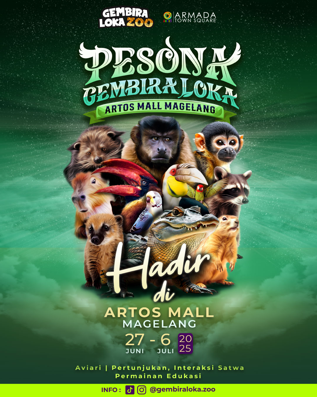 GL Zoo untuk Radar Jogja  Ilustrasi poster kegiatan Pesona Gembira Loka di Artos Mall Magelang.