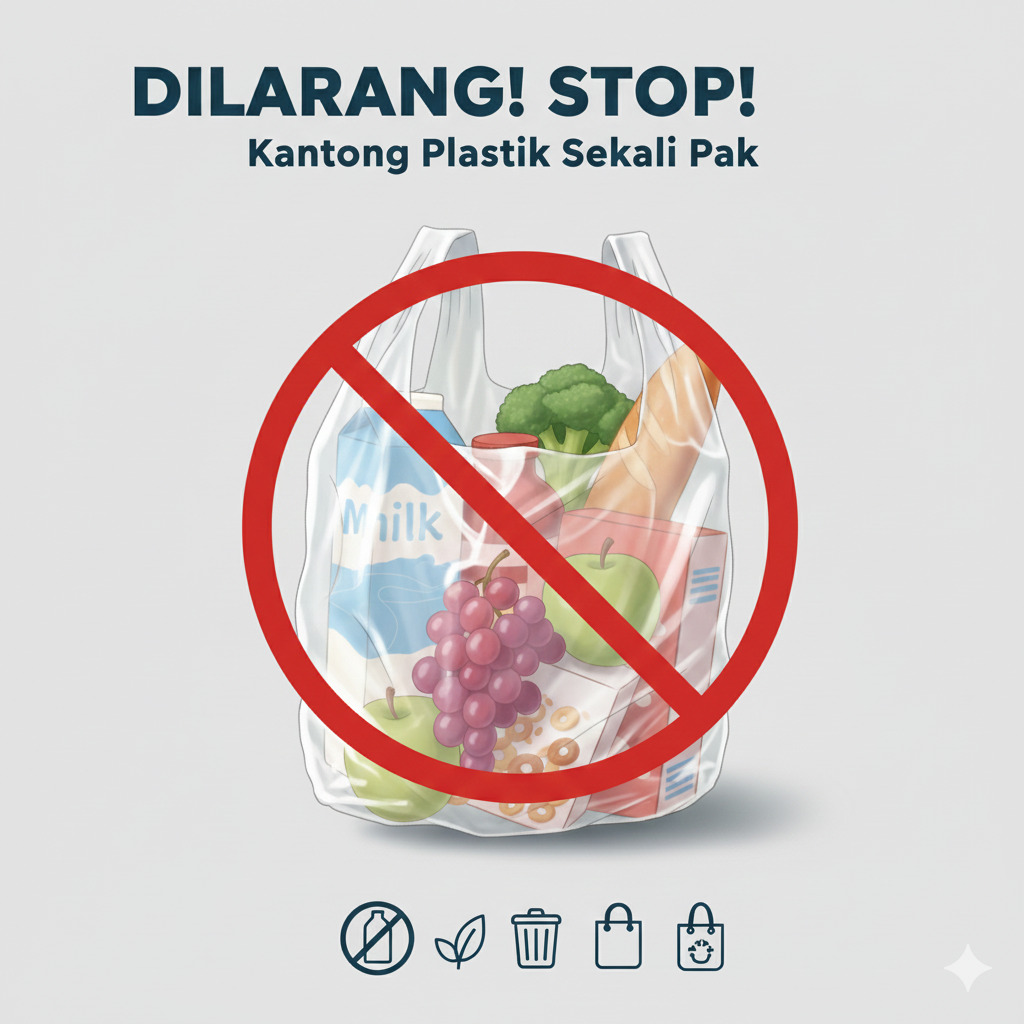 ilustrasi larangan kantong plastik sekali pakai