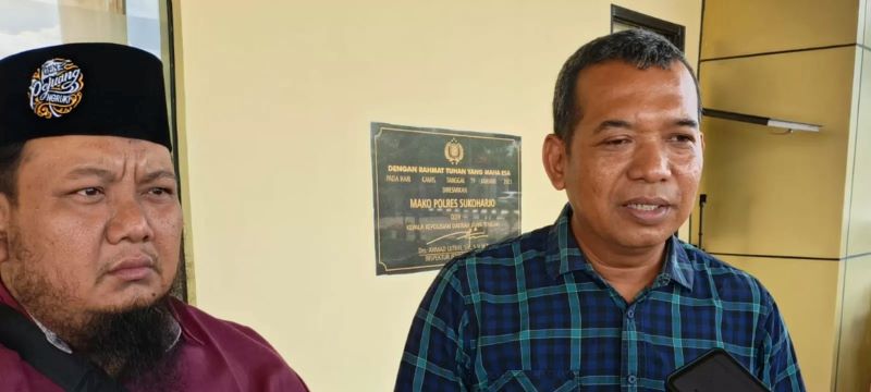 Tanto Indratmoko, kuasa hukum eks manajer hotel PM, korban KDRT mendatangi Mapolres Sukoharjo, Senin (2/2).