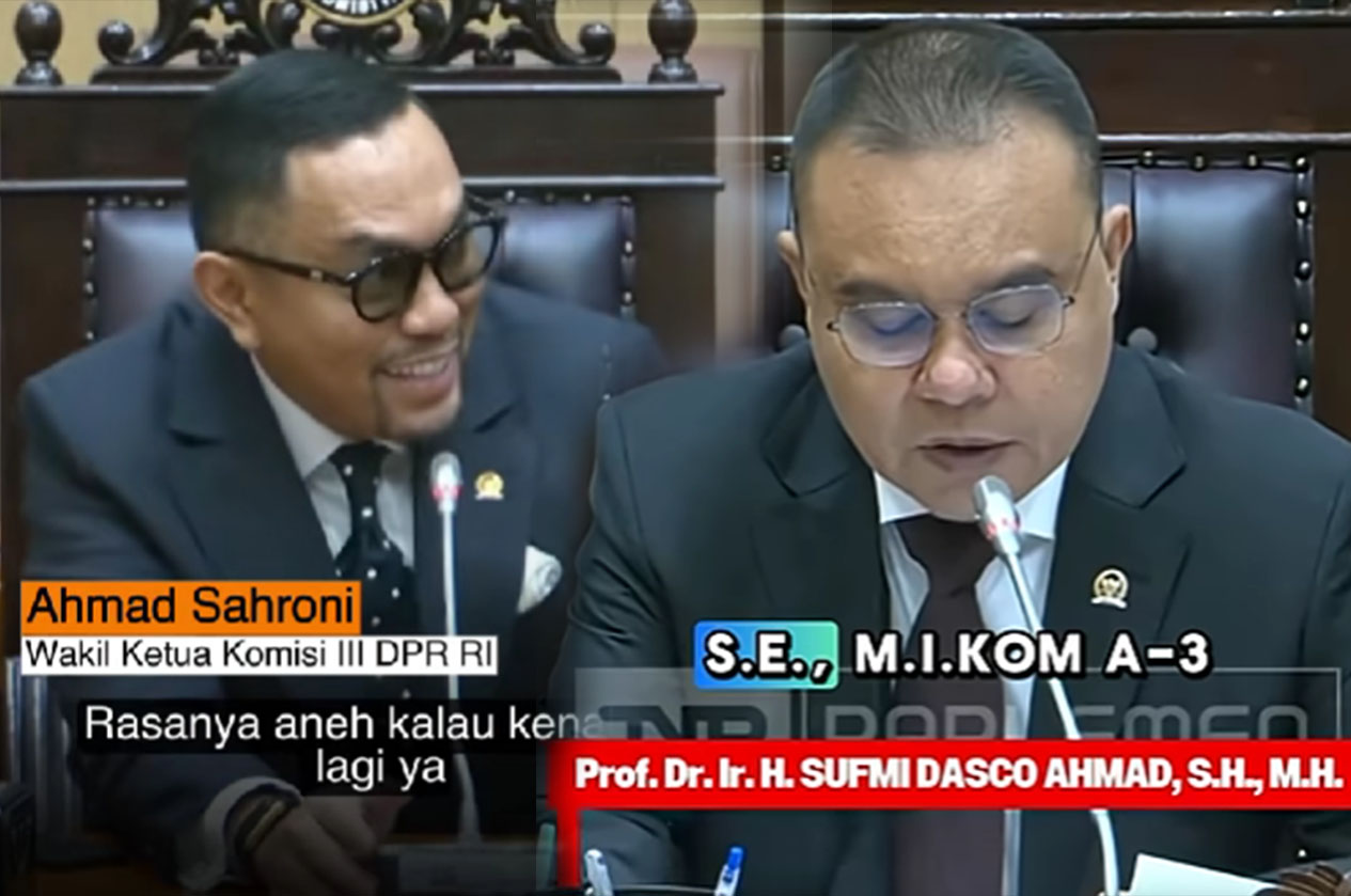 Wakil Ketua Komisi III DPR RI Ahmad Sahrono dan Wakil Ketua DPR RI Sufmi Dasco Ahmad.