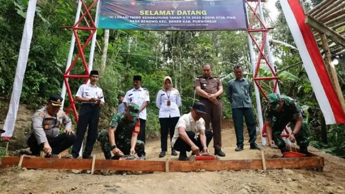 SINERGI : Pembukaan program TNI Manunggal Membangun Desa (TMMD) Sengkuyung Tahap II Tahun 2026 di Desa Benowo, Kecamatan Bener. (Dokumentasi Kodim 0708/Purworejo)