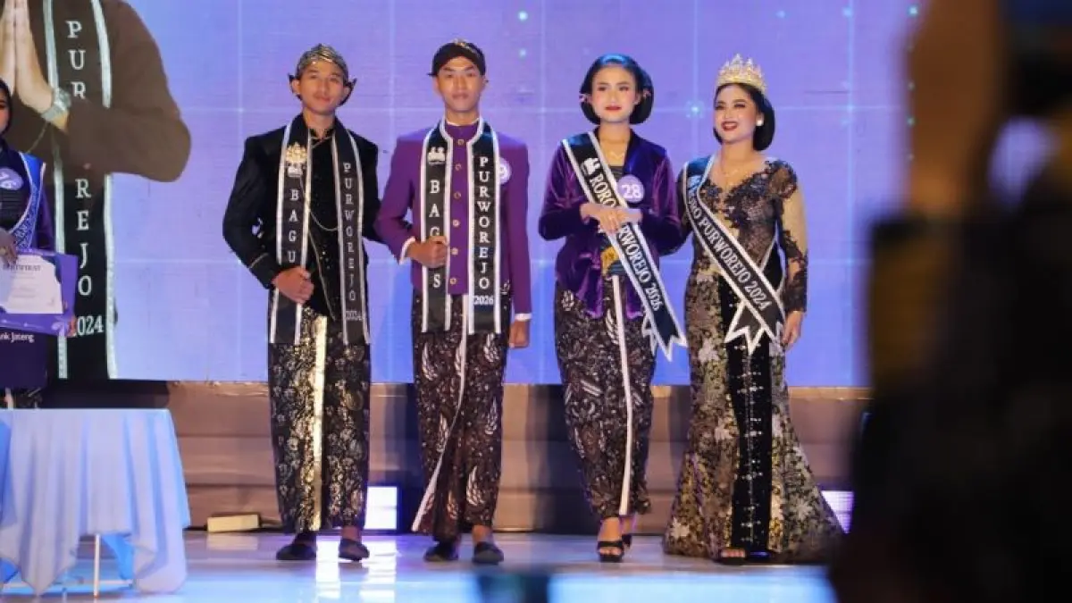 DUTA WISATA: Pelaksanaan Grand Final Bagus Roro Purworejo 2026 di Ganeca Convention Hall Purworejo Sabtu (16/5) malam. (Dokumentasi Prokopim Purworejo)