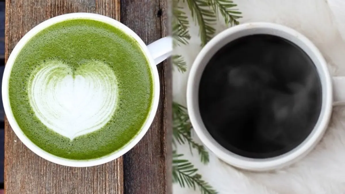 Kandungan kafein dalam matcha dan kopi. (Pinterest)