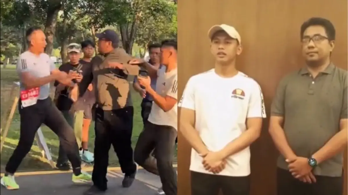 Klarifikasi ajudan Danrem dan petugas acara Mandiri Jogja Marathon 2026 di Prambanan. (ISTIMEWA)