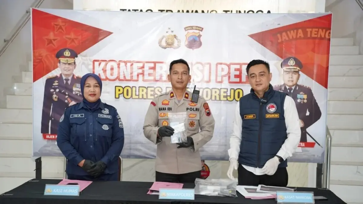 Konferensi pers yang digelar di Lobby Tatag Trawang Tungga Mapolres Purworejo, Senin (13/7/2026) siang. (Polres Purworejo)
