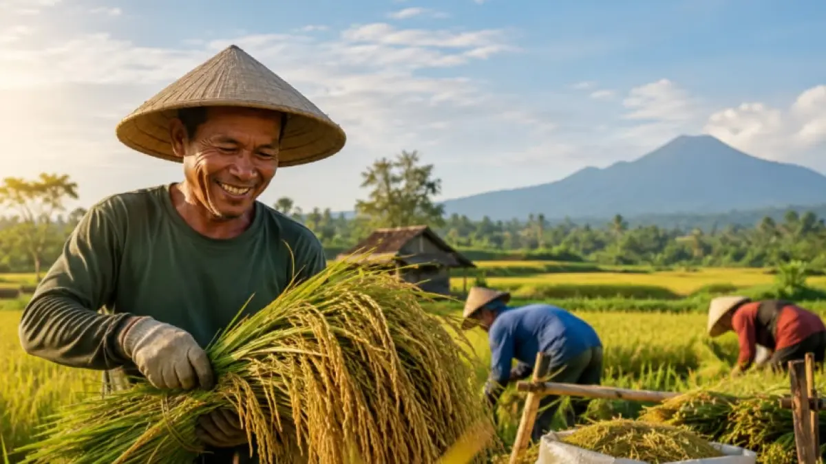 Hasil panen petani menjadi bagian penting dalam pasok pangan yang mendukung pelaksanaan Program Makan Bergizi Gratis (Ilustrasi AI)