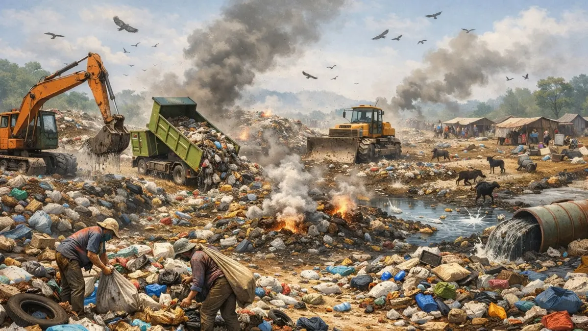 Pengelolaan sampah open dumping. (AI Generation)