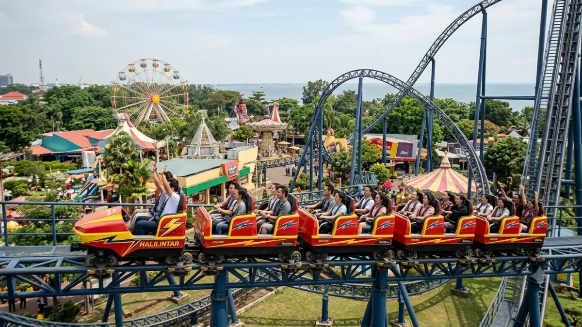 Ilustrasi wahana roller coaster