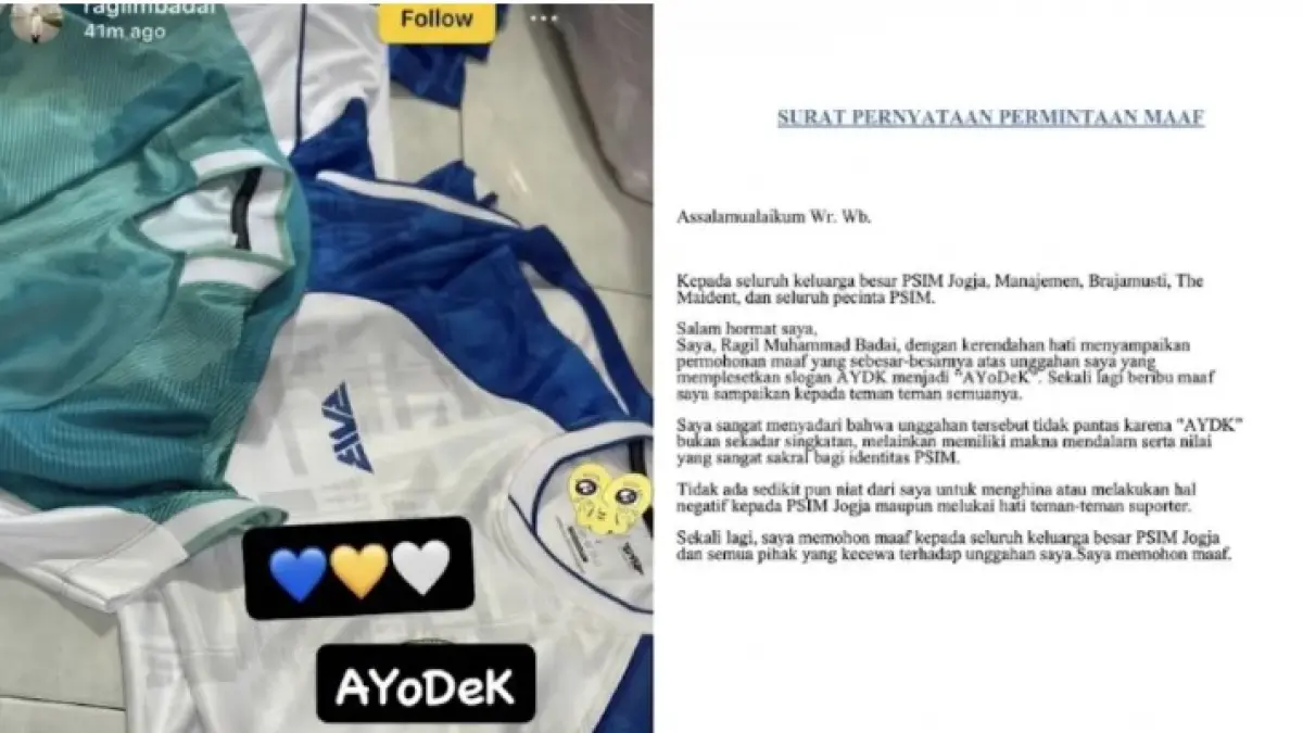 Unggahan owner Apparel RMB menuliskan frasa AYoDeK, dan klarifikasi permintaan maaf