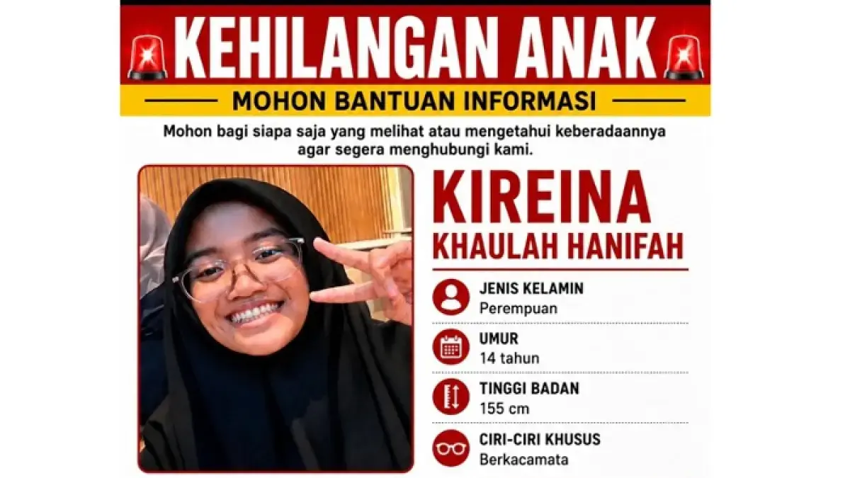 Kireina Khaulah Hanifah, santriwati Pondok Pesantren Baitul Quran Sragen dilaporkan hilang. (Foto: Istimewa)