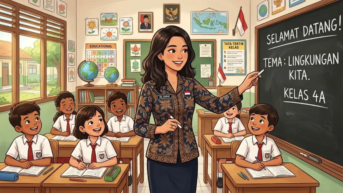 Ilustrasi guru mengajar