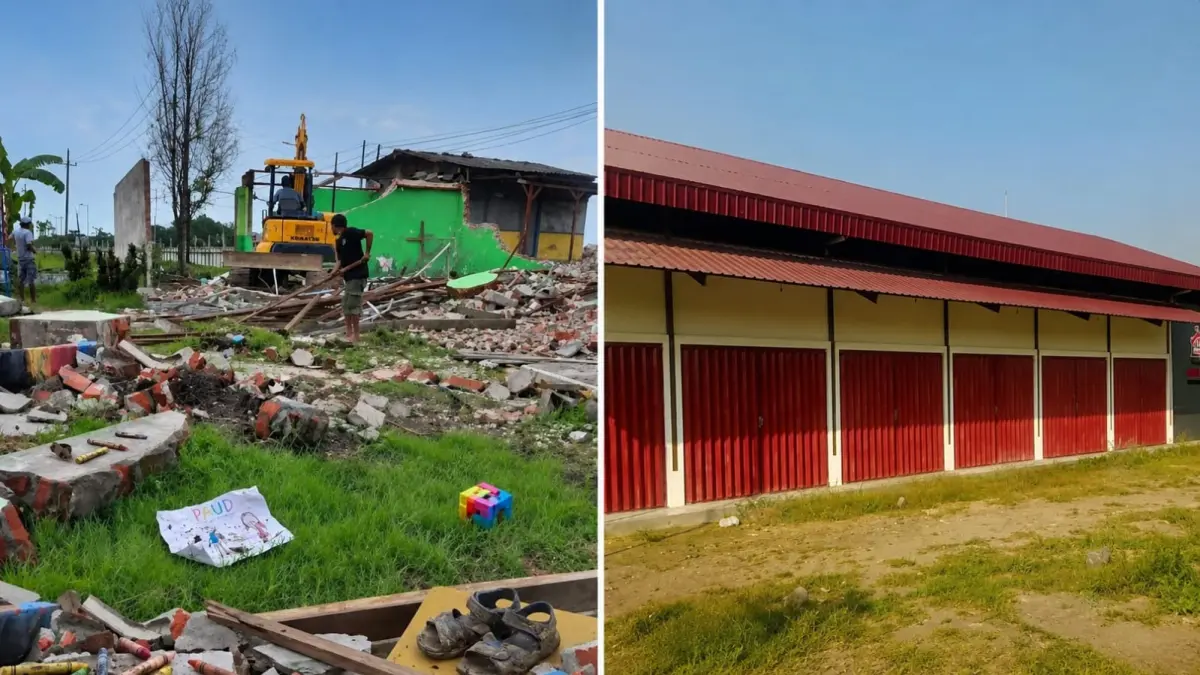 Sekolah di Sidoarjo Dibongkar demi Pembangunan KopDes (Foto fb: infoguru,dan rri.co.id )