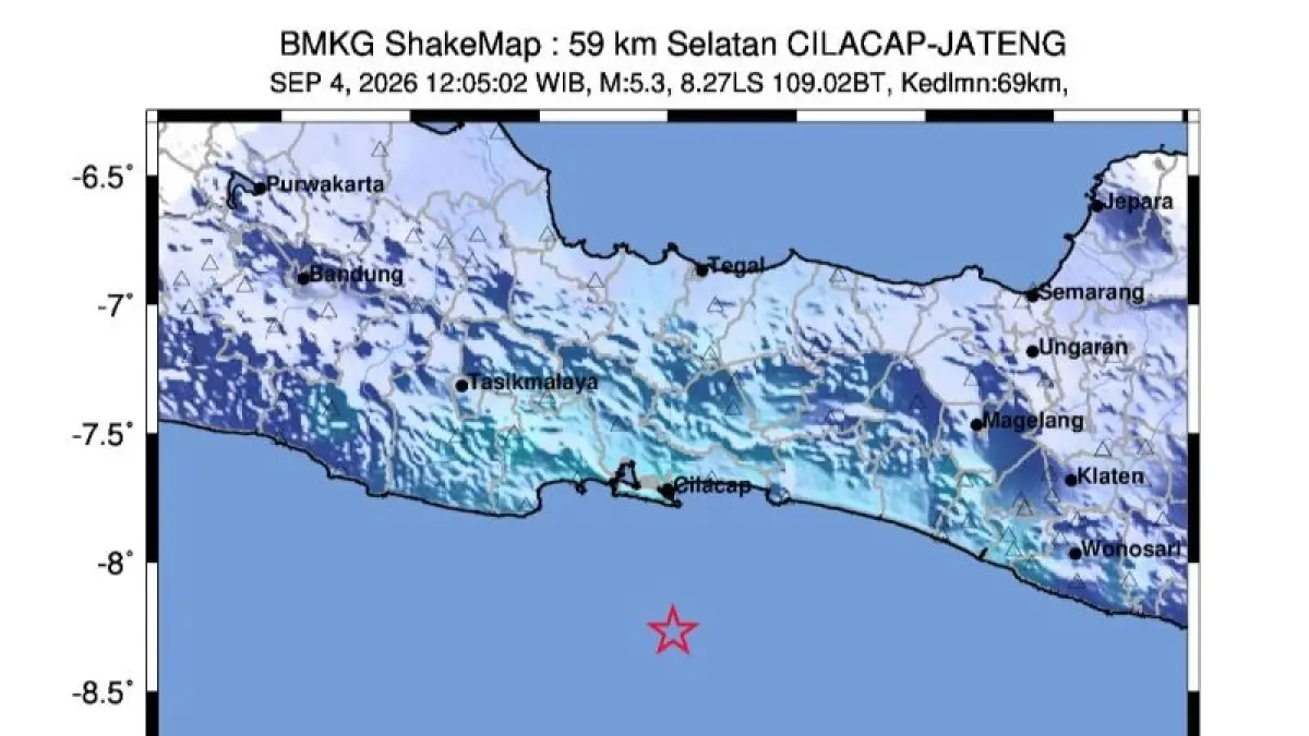 Gempa M5,3 Guncang Cilacap. (Dokumentasi BMKG)