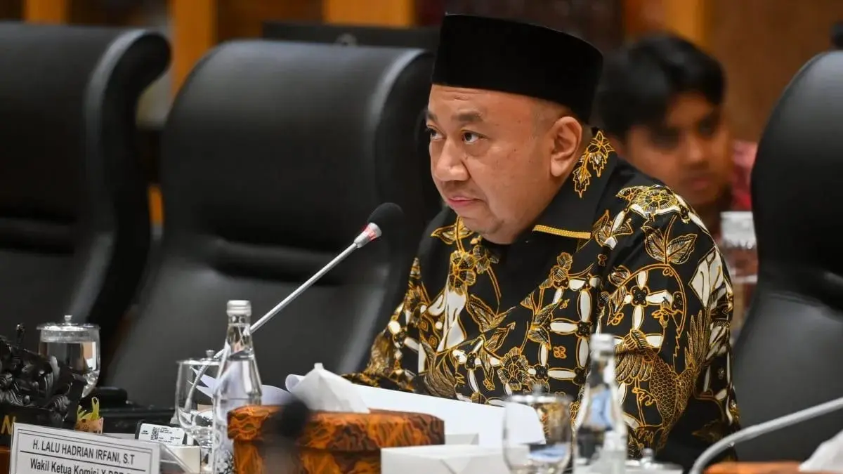 Wakil Ketua Komisi X DPR Lalu Hadrian Irfani memimpin rapat kerja. Komisi X DPR tanggapi keluhan data desil. (Dok. ANTARA)