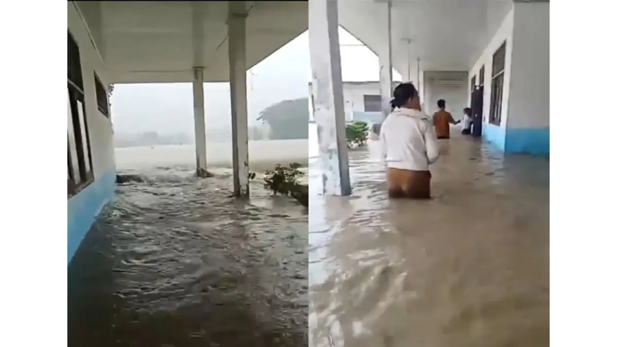 SMPN 1 Maniamolo di Nias Selatan, Sumut teredam banjir. (Akun X/@indepenSumatera)