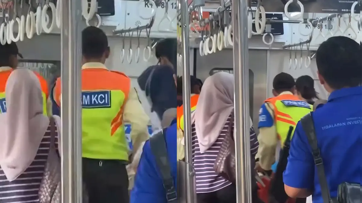 Detik-detik evakuasi perempuan melahirkan di dalam kereta. (X/@heniunique)