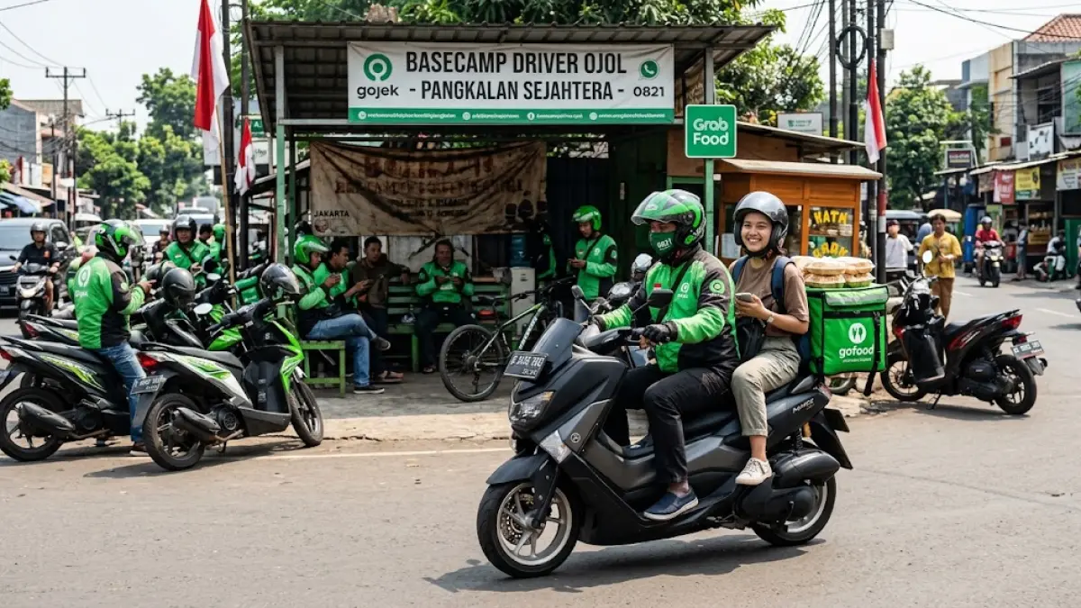 Ilustrasi ojek online (ojol). (AI Generated)