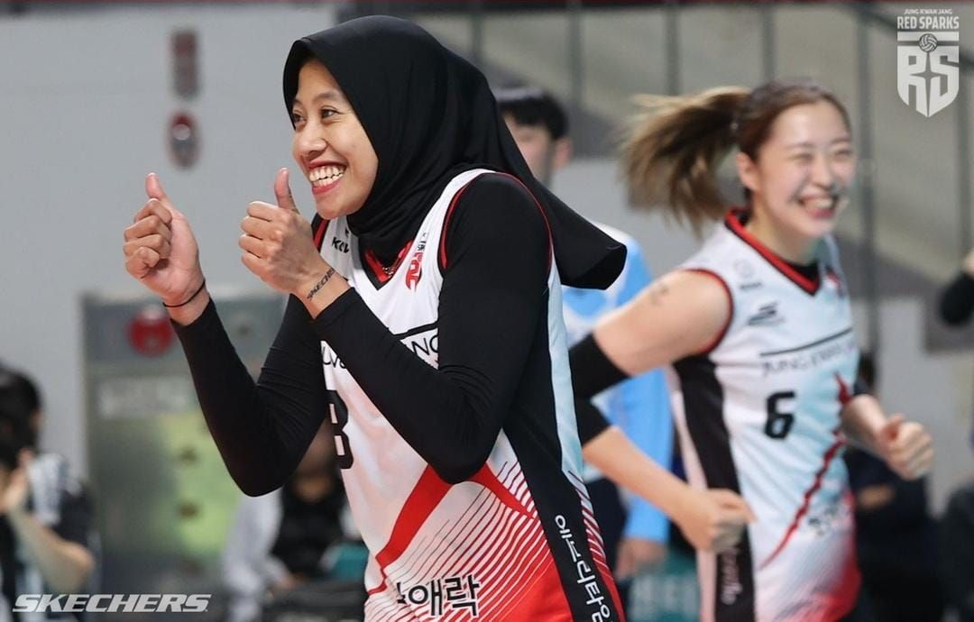 Megawati kembali menjadi pahlawan kemenangan Red Sparks atas tim kuat Korea, Incheon Pink Spiders (sumber foto Instagram @red__sparks)