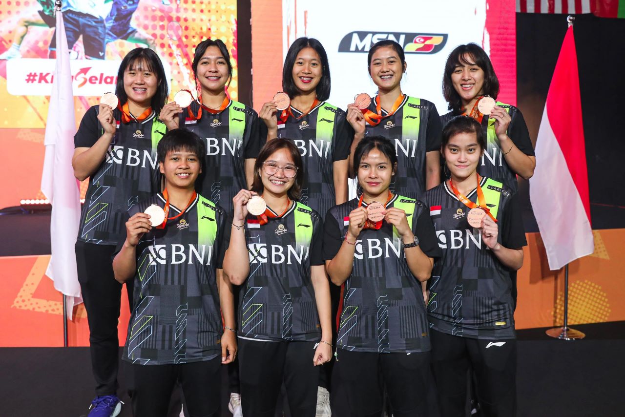 BAWA PULANG MEDALI: Atlet bulu tangkis Indonesia membawa pulang medali perunggu dari ajang BATC Malaysia 2024.