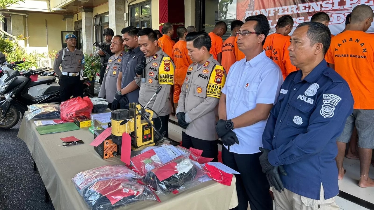 MURNI KEJAHATAN: Polres Badung sampai Februari 2024 menggulung 25 penjahat yang bikin onar dan penganiayaan di wilayah hukum Kabupaten Badung.