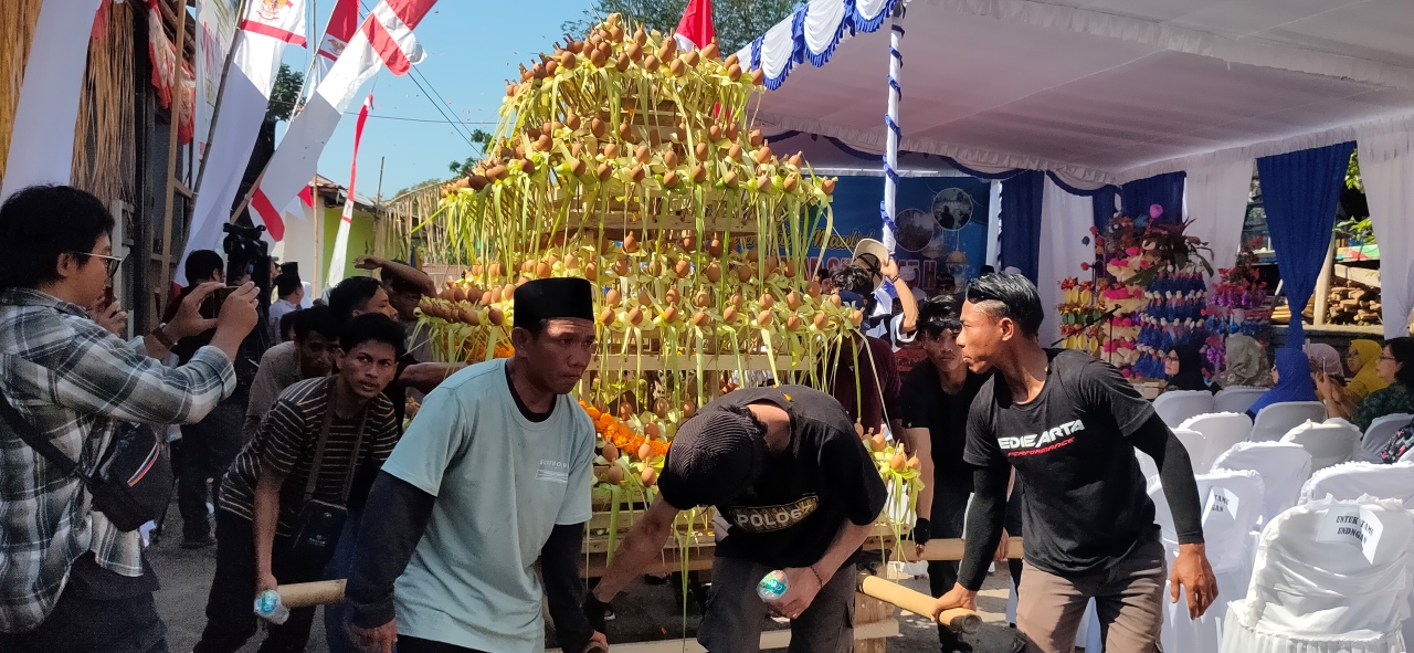 WARISAN BUDAYA: Warga di Desa Pegayaman melakukan tradisi mengarak sokok saat peringatan hari Maulid Nabi Muhammad SAW pada tahun 2023 lalu.