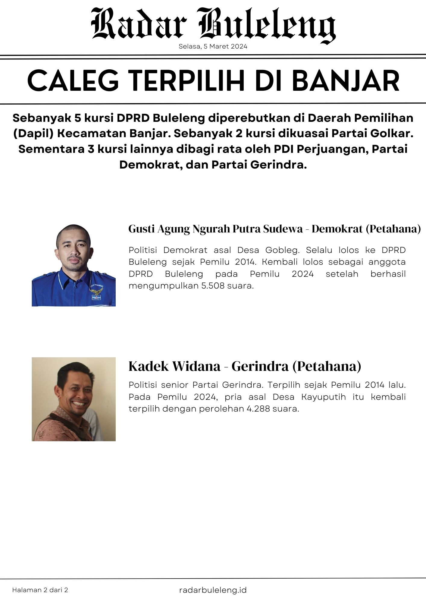 Caleg terpilih DPRD Buleleng dari Dapil Banjar (foto 2 dari 2)