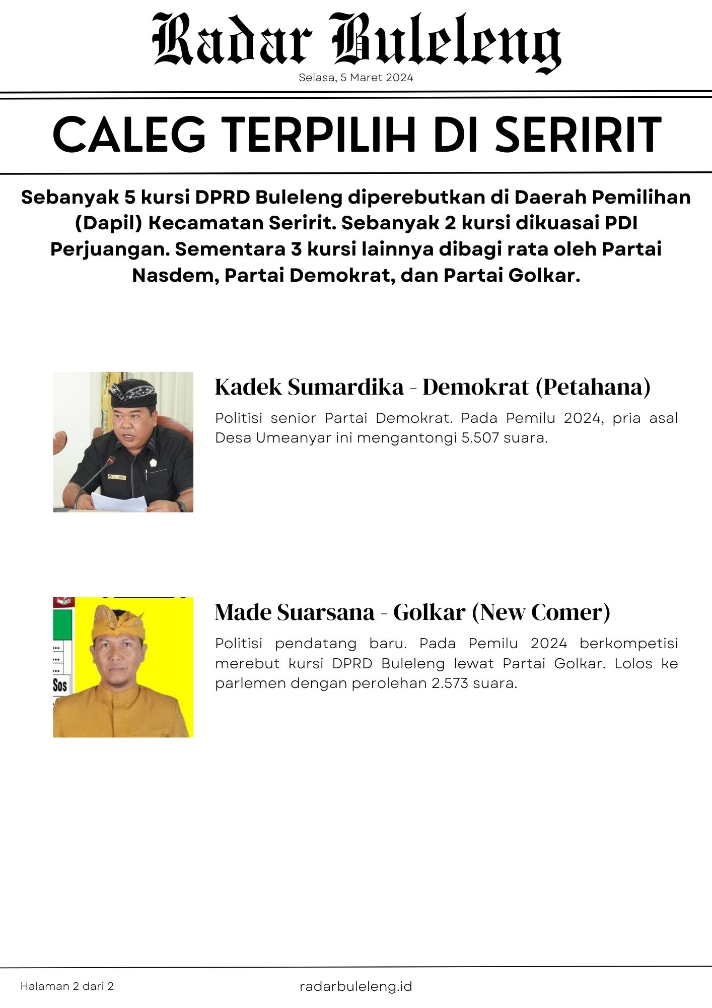 Caleg terpilih di Dapil Kecamatan Seririt (foto 2 dari 2)