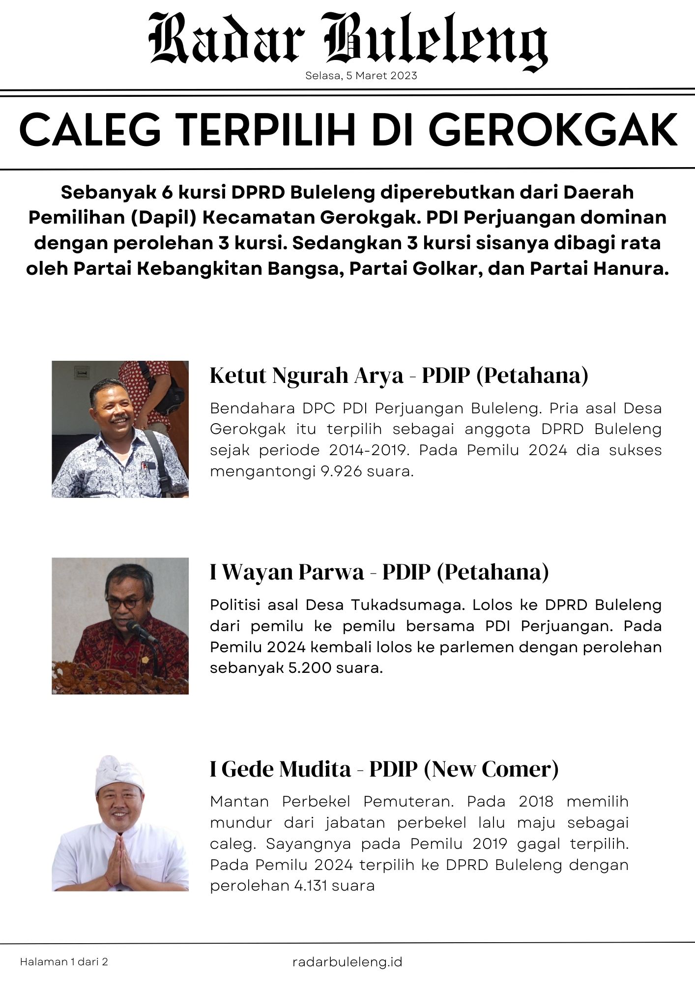 Caleg terpilih dari Dapil Kecamatan Gerokgak (Foto 1 dari 2)
