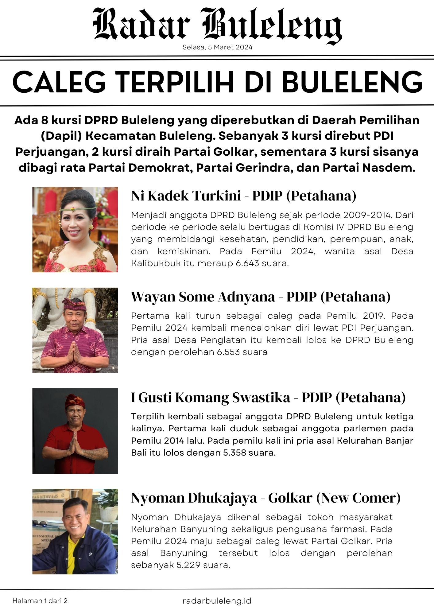 Caleg terpilih di Dapil Kecamatan Sukasada (Foto 1 dari 2)
