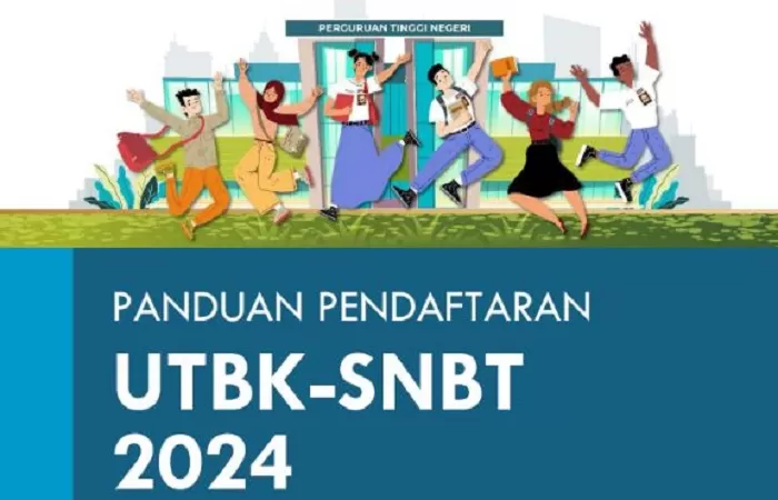 Ilustrasi halaman depan buku panduan Pendaftaran UTBK &ndash; SNBT 2024 yang dikeluarkan oleh SNPMB-Kemdikbud.