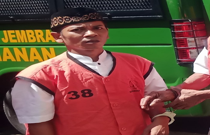 Terdakwa Hariyanto usai menjalani sidang vonis di PN Negara.