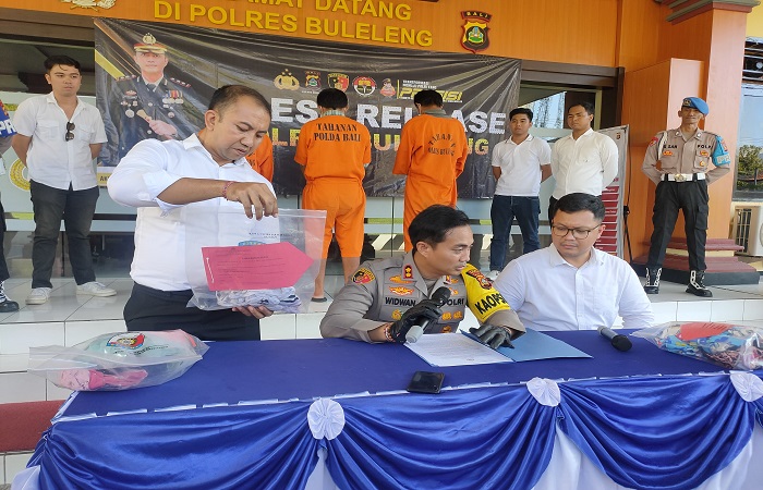 Polres Buleleng saat merilis kasus kekerasan seksual terhadap anak yang terjadi di Bali utara.