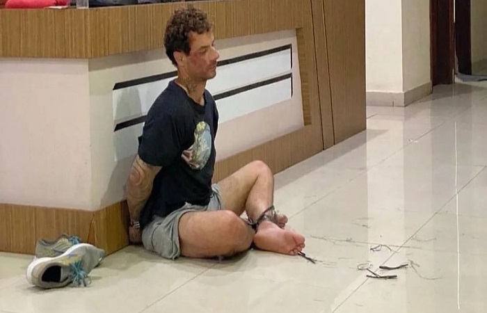 Polisi amankan Mercelo Paim Do Nascimento E Silva, 37. Dia diketahui mengamuk lalu lakukan pengerusakan Caf&eacute; setelah dilarang merokok.