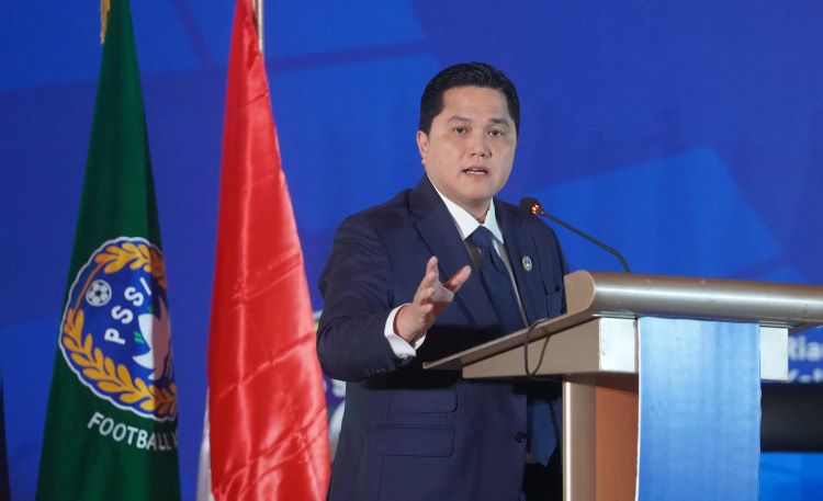 Ketua Umum PSSI, Erick Thohir saat Kongres Biasa PSSI 2024 di Hotel Shangri-La, Jakarta Pusat, Senin (10/6).