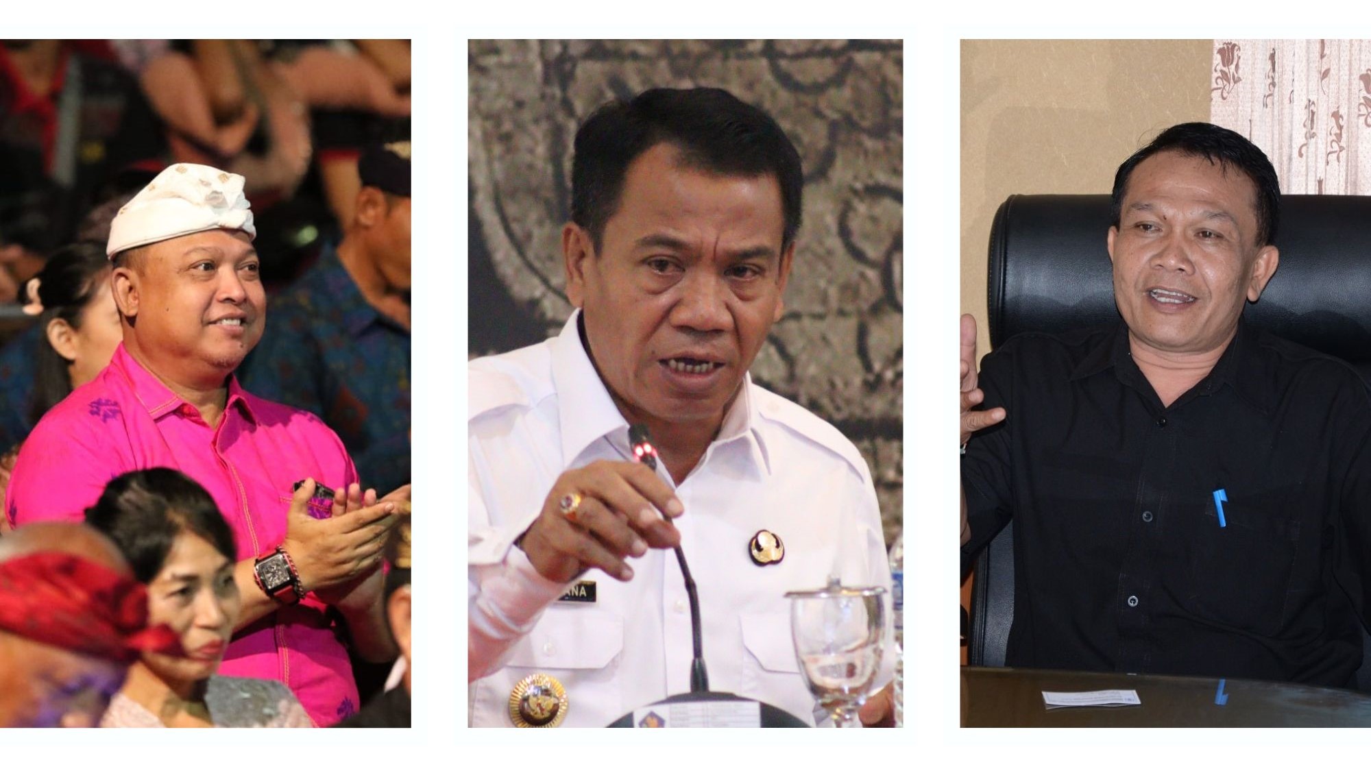 CALON PJ BUPATI BULELENG: Dari kiri, Staf Ahli Gubernur Bali Bidang Perekonomian Gede Suralaga, Pj. Bupati Buleleng Ketut Lihadnyana, dan Asisten Pemerintahan Pemprov Bali Dewa Gede Mahendra.