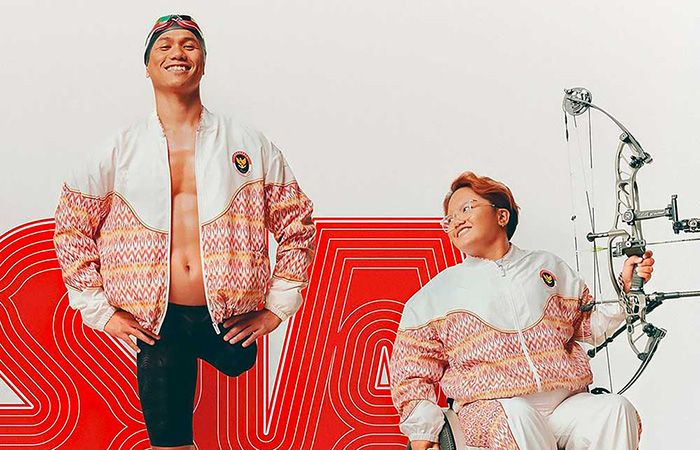 KEPAK SAYAP GARUDA: Koleksi Sandya Niskala rancangan Didiet Maulana hadir dalam jersey shirt, track pants, dan jaket.