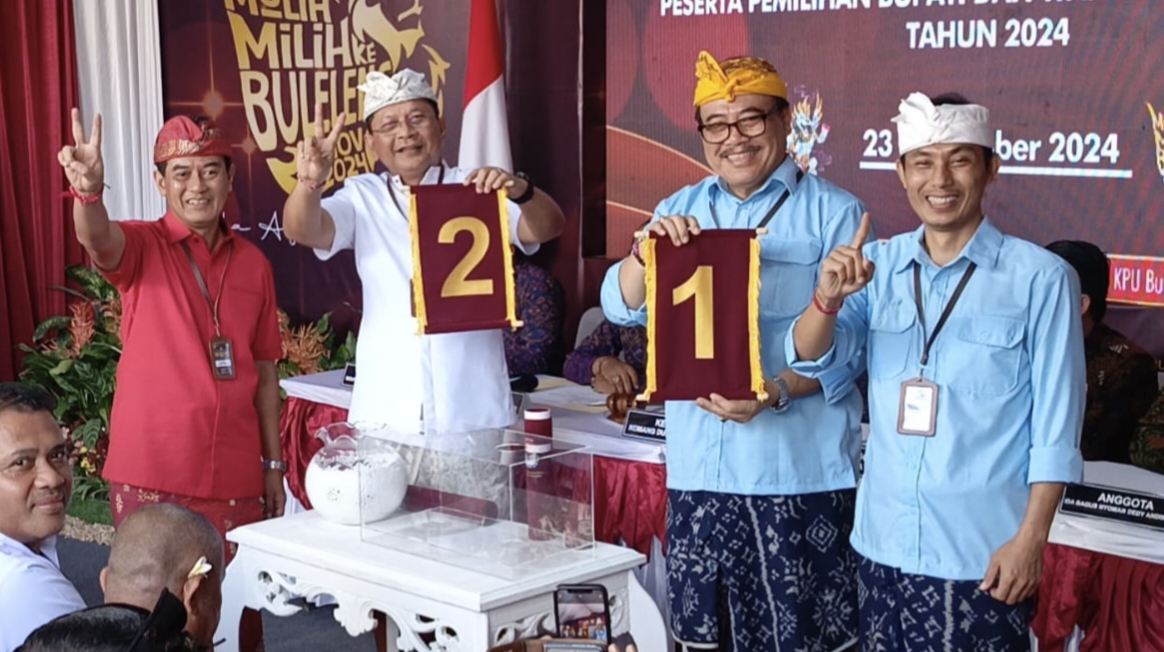 SAH!: Pasangan Nyoman Sugawa Korry dan Gede Suardana dapat nomor urut 1, sedangkan Nyoman Sutjidra dan Gede Supriatna dapat nomor urut 2 pada Pilkada Buleleng 2024.