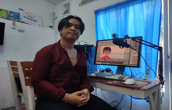 Ida Bagus Ista Krisna saat ditemui di studio animasinya.