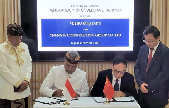 PT. BIBU Panji Sakti dan ChangYe Construction Group menandatangani MoU kerjasama pembangunan bandara Bali utara.