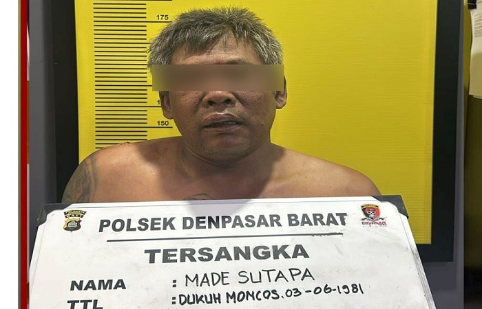I Made Sutapa, 43, saat diamankan Polsek Denpasar Barat. Dia merupakan residivis jambret.