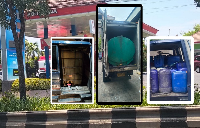 Dua kendaraan pengangkut BBM subsidi. Ada Truk DK 8074 UM terdapat tangki modifikasi dalam box. Ada juga mobil Toyota Kijang DK 1973 FA, ketahuan modifikasi tangki Tandon Air, dan jerigen.