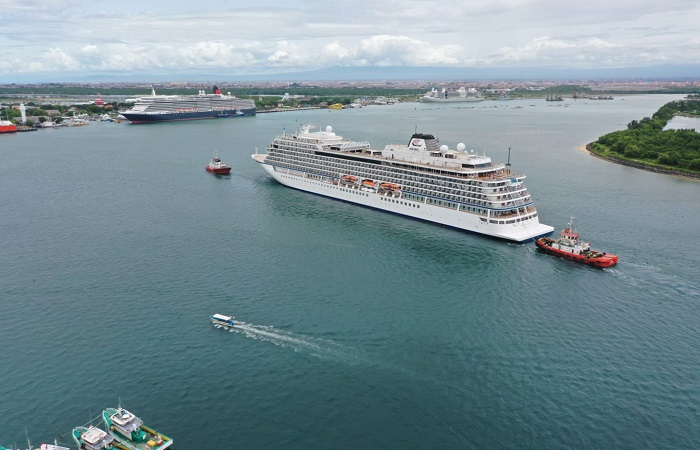 Beberapa kapal pesiar yang bersandar di Pelabuhan Benoa pekan lalu. Pelabuhan Benoa mendapatkan penghargaan dengan nilai tertinggi dalam Green and Smart Port Awards 2024.