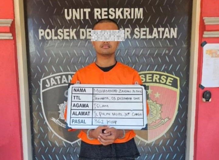 SEMPAT SEMBUNYI: Muhammad Zidan Al Thof, Pelaku pencurian ratusan HP di Denpasar Selatan.